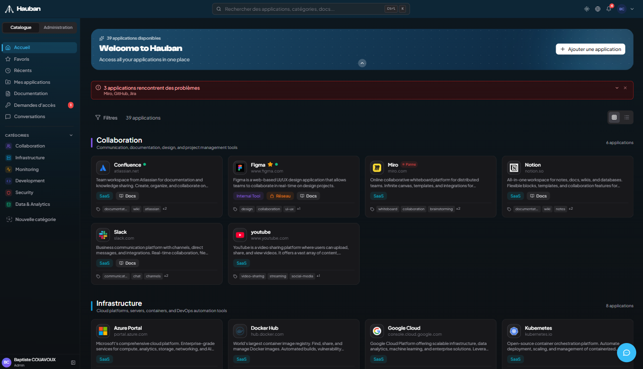 Hauban main interface